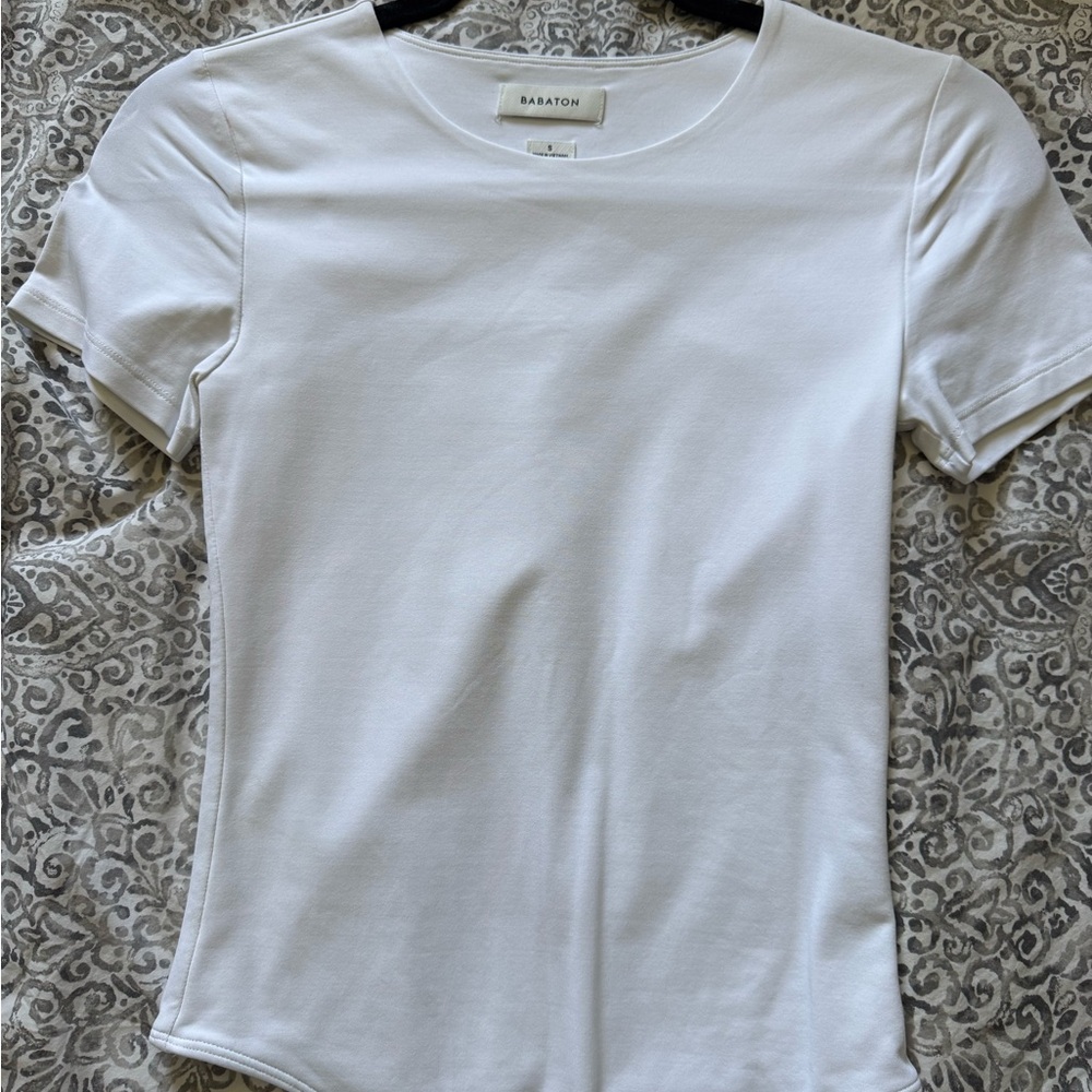 Aritzia White Fitted Short Sleeve T-Shirt bodysuit